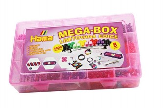 Zažehlovací korálky Mega box + přívěsky a doplňky v plastovém boxu