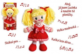 Panenka Lucinka hadrová plyš 30 cm česky zpívající na kartě Panenka Lucinka hadrová plyš 30 cm česky zpívající na kartě