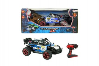 Auto RC buggy modré plast 28cm s dálkovým ovládáním na baterie v krabici 44x19x22cm