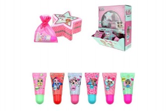 Sada s překvapením pro holky šminky/lesk na rty v krabičce 7x4x7cm