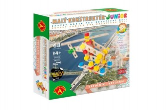 Malý konstruktér junior vrtulník 68 dílků dřevěná stavebnice v krabici 24,5x25x6cm