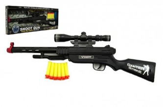 Pistole plast 55cm na pěnové náboje v krabici 56x21x5cm