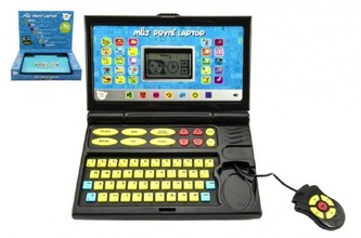 Můj první laptop černomodrý 50 programů na baterie se zvukem v krabici 33x24x7cm