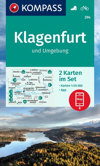KOMPASS Wanderkarte 294 Klagenfurt und Umgebung 1:50000 (2 Karten im Set)
