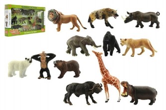 Zvířátka safari ZOO 12ks plast v krabici 53x30x6cm