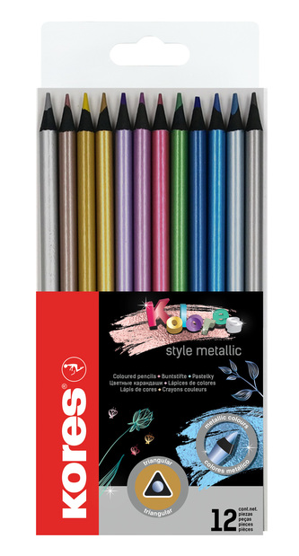 Kores Kolores Style Metallic trojhranné pastelky 12 ks