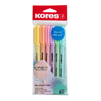 Kores K0 Sada kuličkových per v pastelových barvách 6 ks