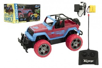 Auto RC terénní plast 20cm na baterie + dobíjecí pack v krabici 31x16x16cm