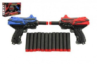 Pistole na pěnové náboje + náboje 2ks v krabici 30x19x7cm