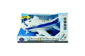 Letadlo plast 26cm na baterie se zvukem se světlem na setrvačník v krabici 27x16x19cm