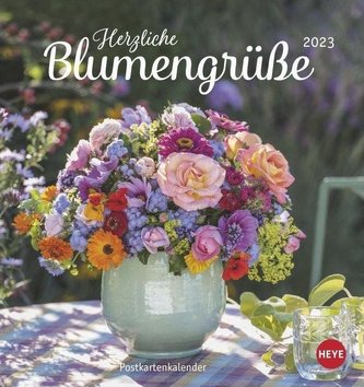 Herzliche Blumengrüße Postkartenkalender 2023
