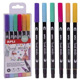 Apli Brush Duo sada fixů - pastelové barvy 6 ks