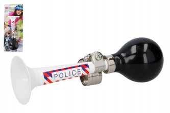 Trumpeta/Klakson na kolo policie kov 18cm na kartě