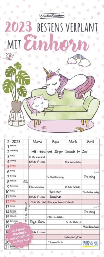 Familienplaner Einhorn 2023