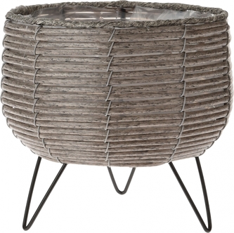 Květináč na nožkách z umělého proutí, taupe, 20,5x19,5 cm