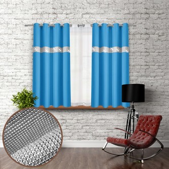 Dekorační krátký závěs se zirkony s kruhy GLORY 160 světle modrá 140x160 cm (cena za 1 kus) MyBestHome