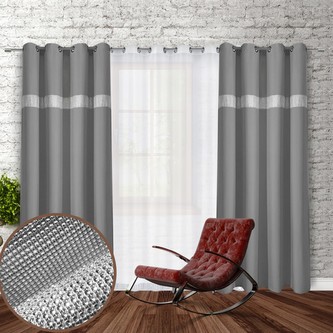 Dekorační závěs se zirkony s kruhy GLORY 250 tmavě šedá 140x250 cm (cena za 1 kus) MyBestHome