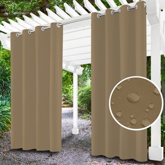 Venkovní zahradní závěs s kroužky MALIBU tmavě béžová 155x220 cm, (cena za 1 kus) MyBestHome