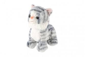 Kočka/Kočička stojící plyš 23cm mourovatá se zvukem v sáčku 0+