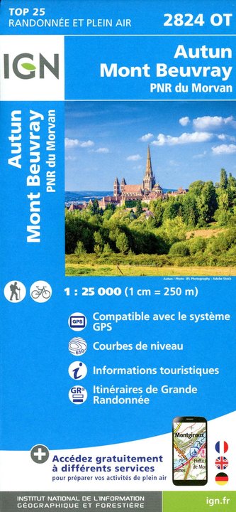 Autun Mont Beuvray PNR du Morvan 1:25 000