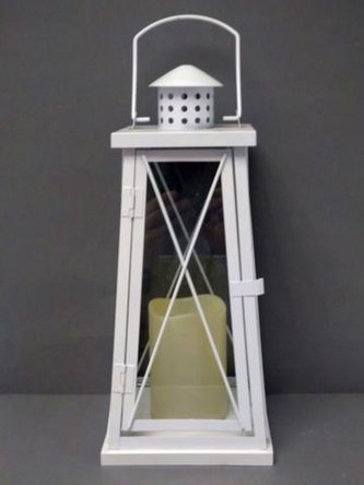 Lampa plechová s LED svíčkou
