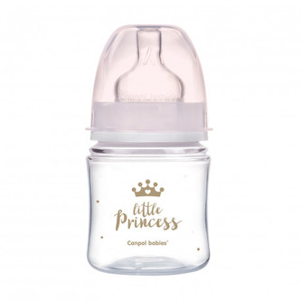 Canpol babies Lahev se širokým hrdlem ROYAL BABY 120ml růžová