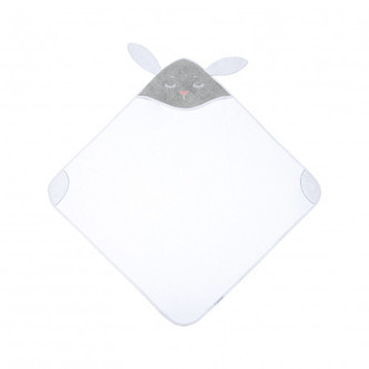 Canpol babies Měkká osuška s šedou kapucí a ušima 100x100cm KRÁLÍČEK