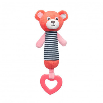 Canpol babies Plyšová pískací činka s kousátkem MEDVÍDCI červená
