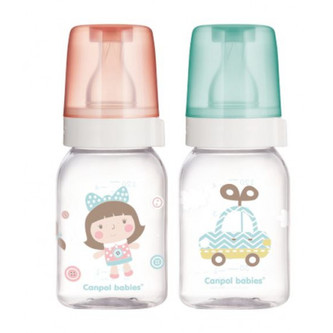 Canpol babies Lahev skleněná s úzkým hrdlem TOYS 120ml