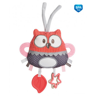 Canpol babies Plyšová edukační zavazovací hračka PASTEL FRIENDS červená sova