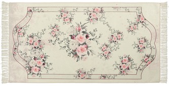 Kusový vzorovaný koberec s třásněmi SUNSHINE 80x150 cm růžové květy Multidecor