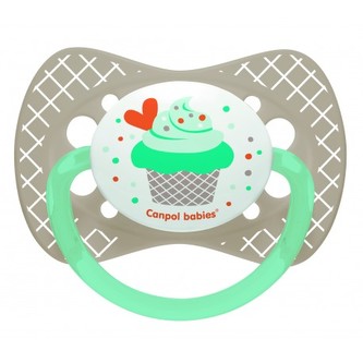 Canpol babies Dudlík silikonový symetrický 0-6m CUPCAKE šedý