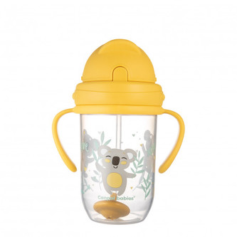 canpol babies Nevylévací hrneček se slámkou a závažím EXOTIC ANIMALS 270ml žlutý