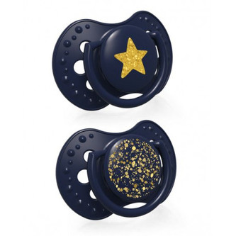 LOVI Dudlík silikonový dynamický Stardust 3-6m 2ks modrý