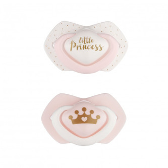 Canpol babies Set symetrických silikonových dudlíků Light touch 6-18m ROYAL BABY růžový