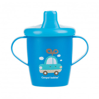 Canpol babies Nevylévací hrneček TOYS 250ml modrý