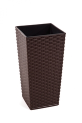 Plastový květináč Finezia ratan 300x300 mm, mocca
