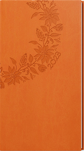 Týdenní diář Jakub Vivella s ražbou kapesní oranžová květy