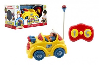 Auto Baby RC plast 14cm na baterie se zvukem se světlem v krabici 27x15x13cm