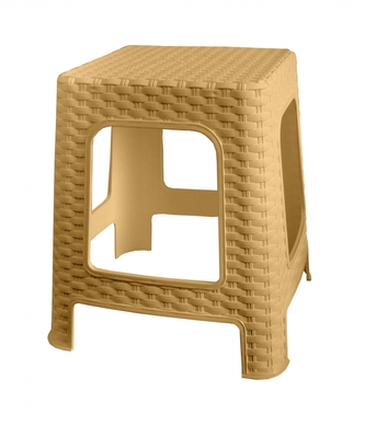 Taburet nízký 36x33x33 cm polyratan krémový