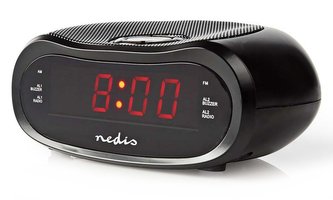 NEDIS digitální budík s rádiem/ LED displej/ AM/ FM/ funkce odloženého buzení/ časovač vypnutí/ 2 alarmy/ černý