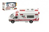 Auto ambulance městské služby plast 15cm na baterie se zvukem se světlem v krabici 19x10x7cm