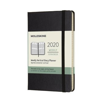 Moleskine: Vertikální týdenní diář 2020 tvrdý černý S