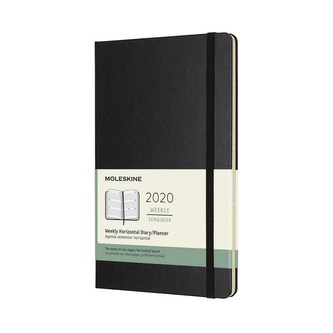 Moleskine: Horizontální týdenní diář 2020 tvrdý černý L