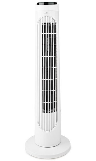 NEDIS sloupový ventilátor/ výška: 76 cm/ výkon 50 W/ 3 rychlosti/ rotace/ dálkové ovládání/ bílo-černý