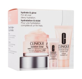 Clinique Hydrate & Glow hydratační pleťový krém Moisture Surge 100H Auto-Replenishing Hydrator 50 ml + pleťová maska Moisture Surge Overnight Mask 30 ml + oční gel Moisture Surge Eye 96-hour Hydro-filler Concentrate 5 ml