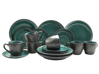 SADA KÁVOVÁ LEROS 18KS,GLAZ.KERAMIKA,MODROZELENÁ