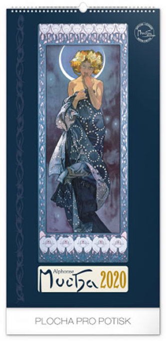 Nástěnný kalendář Alfons Mucha 2020, 33 × 64 cm