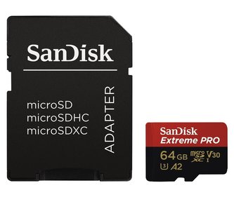 SanDisk Extreme Pro 64GB microSDXC / CL10 / A2 / UHS-I U3 / 170mb/s / vč. adaptéru