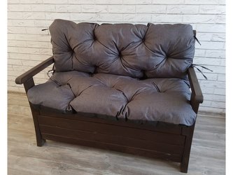 Prošívané sezení ELIAS, polstr na zahradní lavici - sedák s opěrkou, ANTRACIT, 180x60x50 cm, Mybesthome